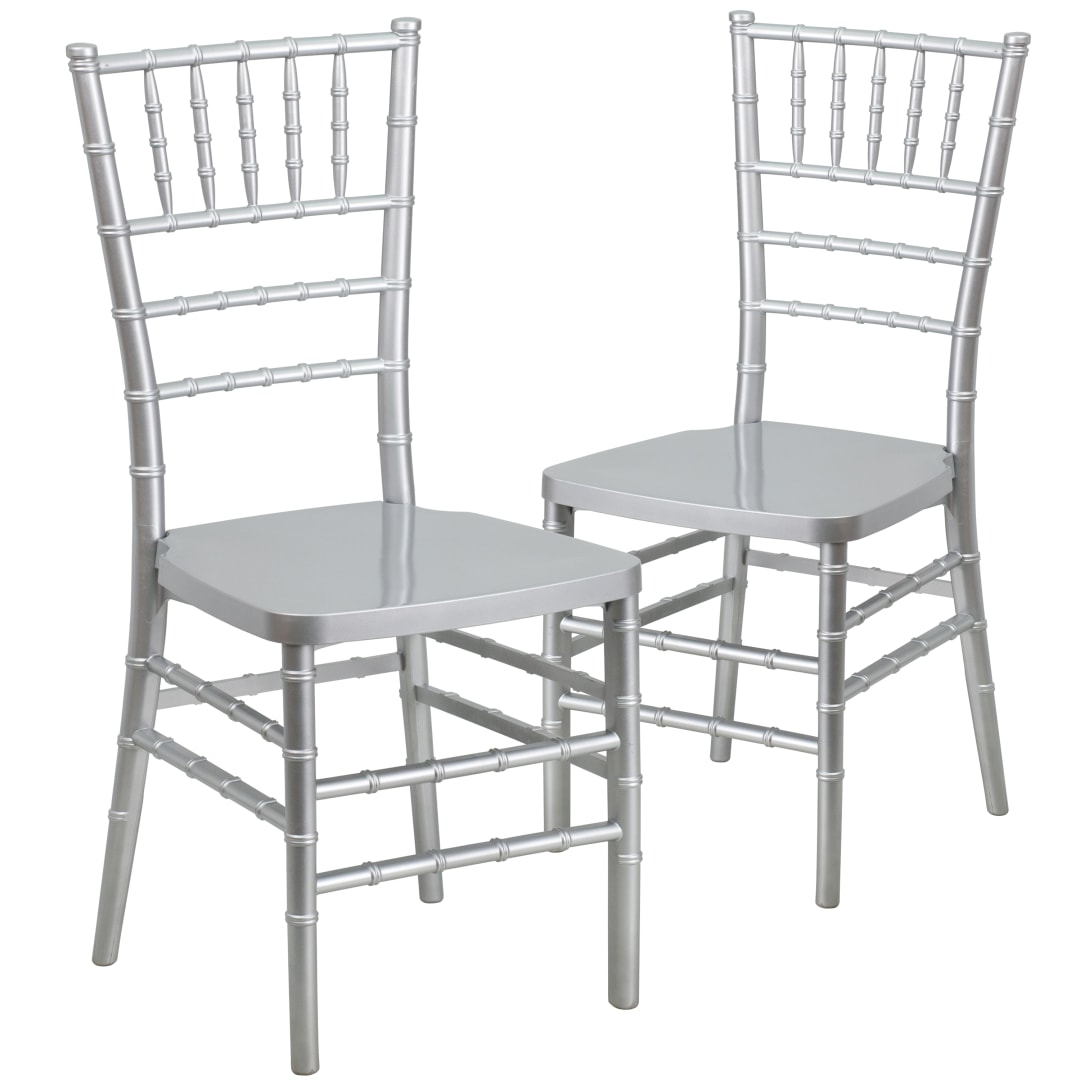 2 Pack HERCULES PREMIUM Series Silver Resin Stacking Chiavari Chair