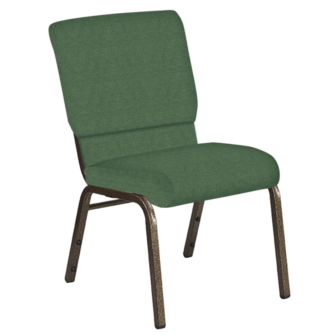 Embroidered 18.5''W Church Chair in Phoenix Loden Fabric - Gold Vein Frame