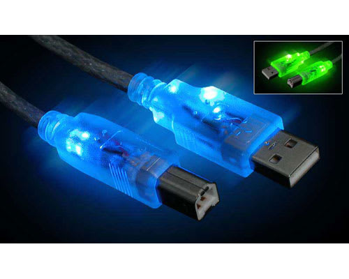 6' Blue - Green Lava Lamp LED USB 2.0 Cable A-B M/M