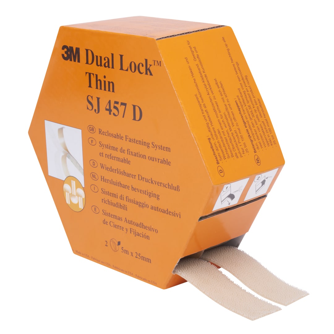 3M™ Dual-Lock tenký suchý zips - dvojité balenie SJ-457D, 25 mm x 10 m, 1.7 mm, Mini Pack