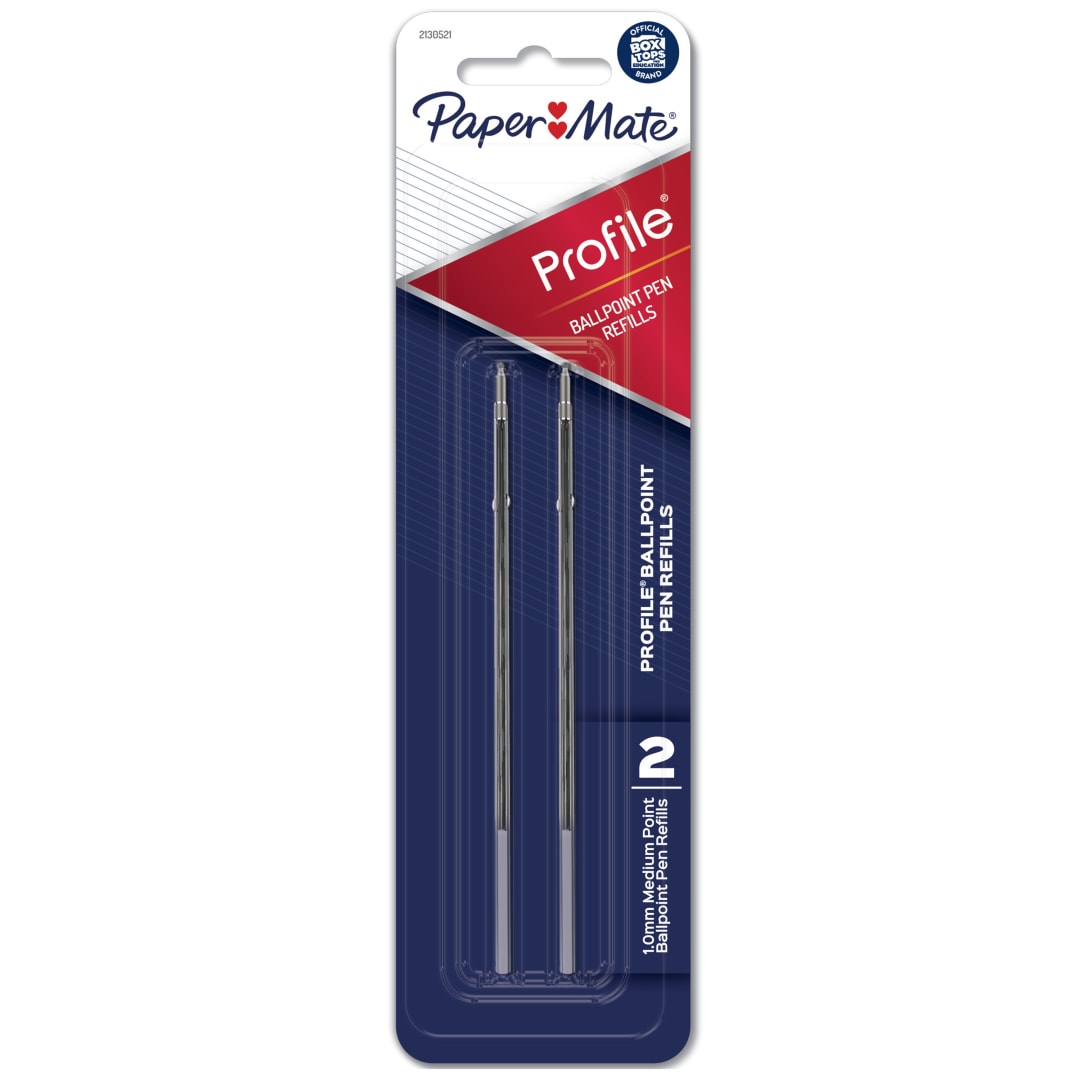 Paper Mate® Profile® Pen Refills, Pen Ink for Ballpoint Pens, 1.0 mm, Black, 2 Count