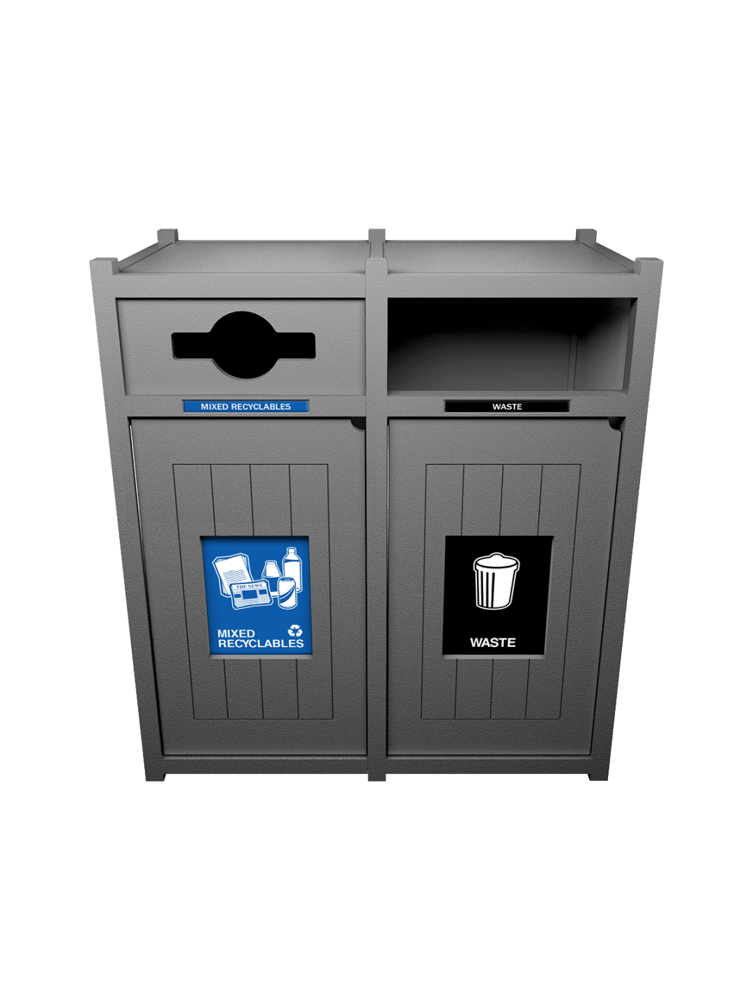  VISION - Double - Unit - Mixed Recyclables-Waste - Mixed-Full - Grey