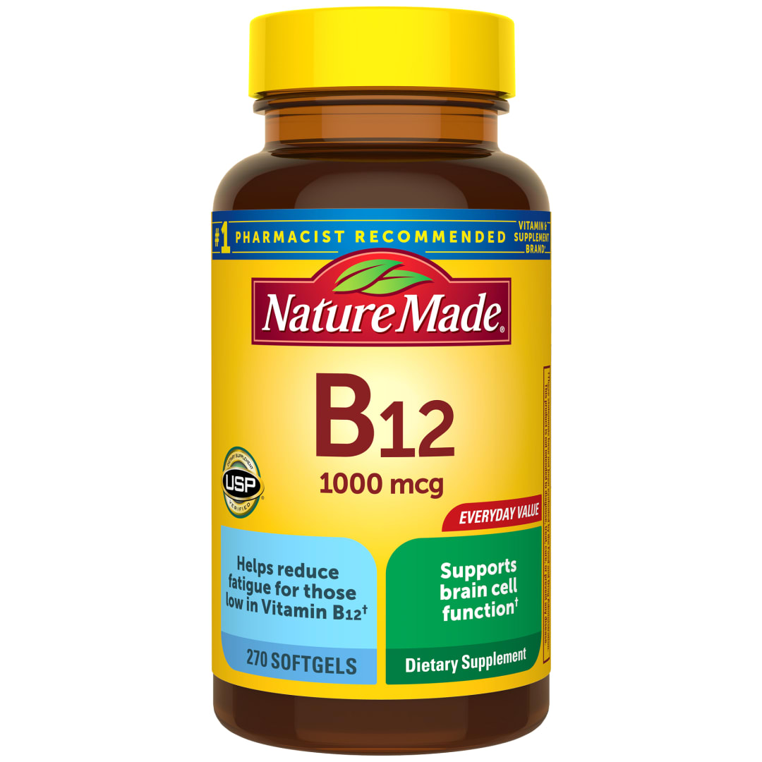 Nature Made Vitamin B12 1000 mcg, Dietary Supplement for Energy Metabolism Support, 270 Softgels, 270 Day Supply