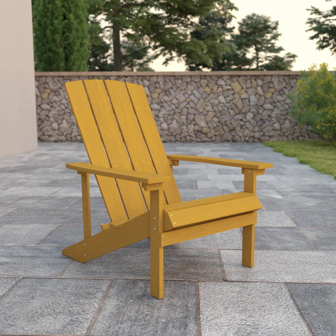 Charlestown Commercial All-Weather Poly Resin Wood Adirondack Chair in Yellow