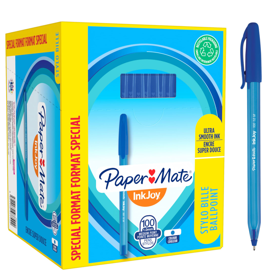 Paper Mate® InkJoy® 100ST Ballpoint Pens | Medium Point (1.0 mm) | Blue | 100 Count