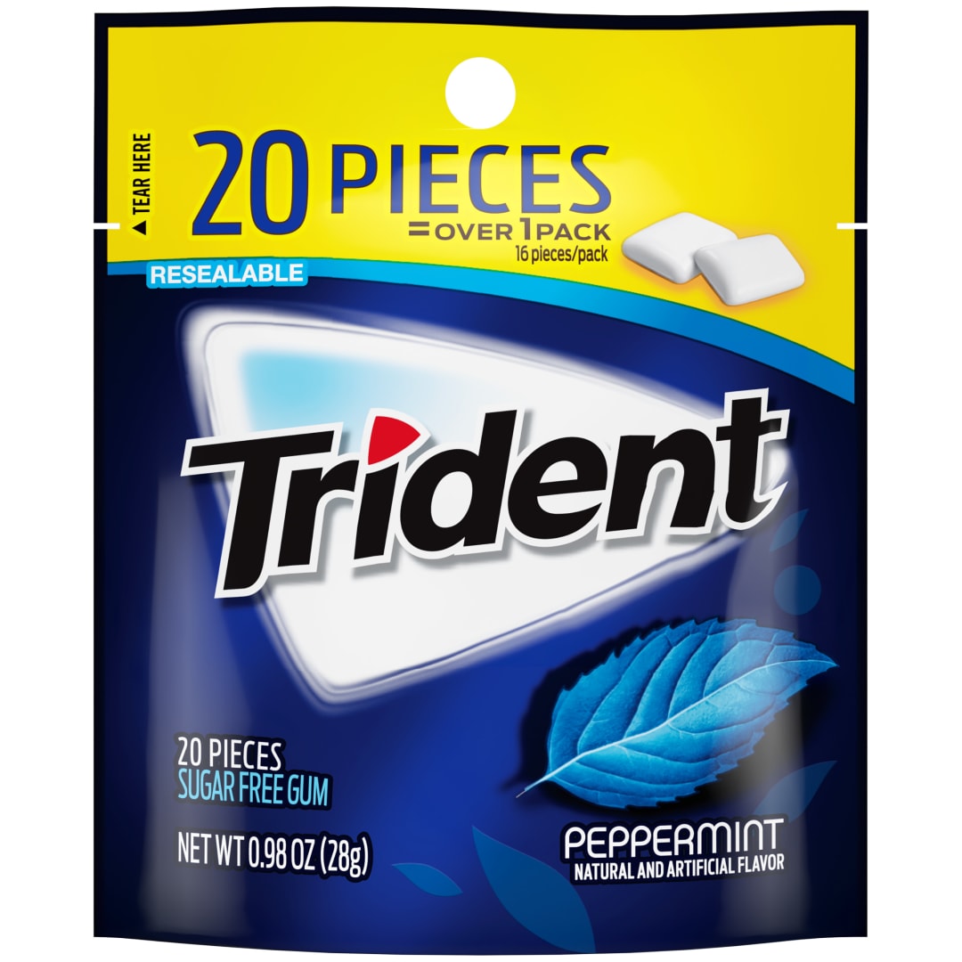 Trident Sugar Free Chewing Gum Perfect Peppermint 20 pc Pouch