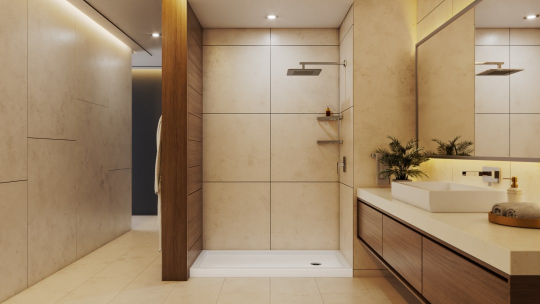 DreamLine SlimLine 32 inch D x 60 inch W x 2 3/4 inch H Single Threshold White Alcove Shower Base with 2 inch Polished Nickel Right Round Drain