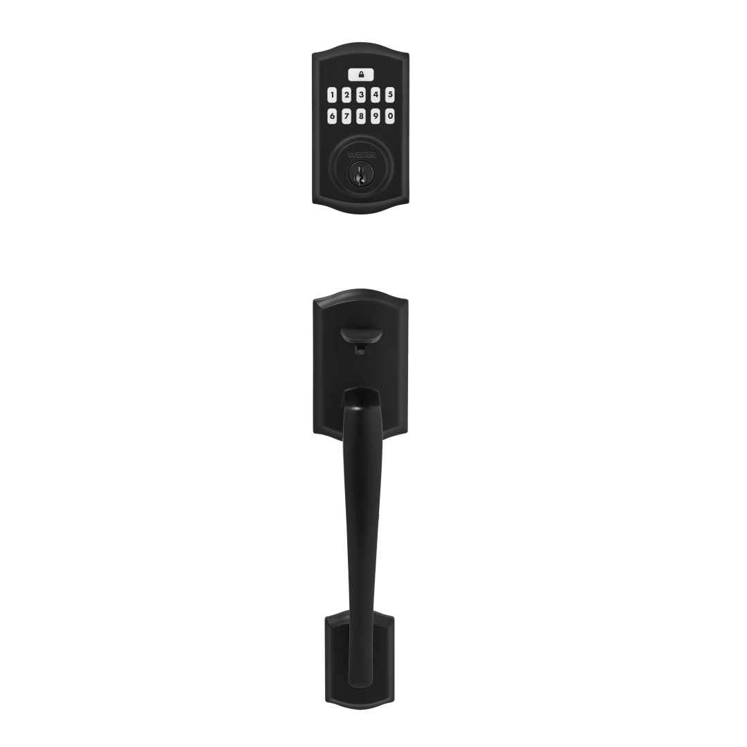 GLA9260 SmartCode® Contemporary Electronic Deadbolt with Prescott Handleset featuring SmartKey Security™ with Katella Lever in Matte Black