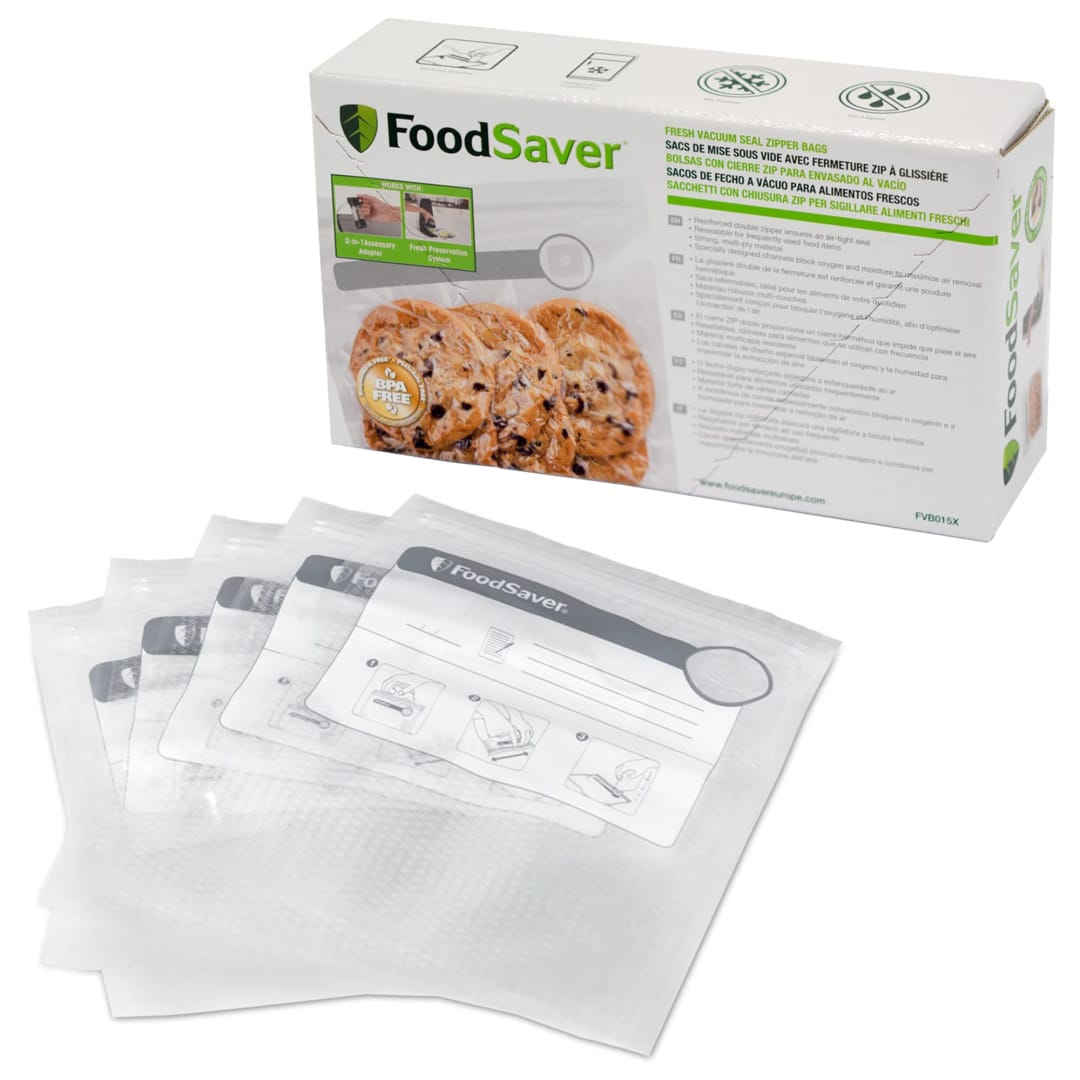 FoodSaver® Reusable Vacuum Zipper Bags | 950ml. | For FoodSaver® Food Vacuum Sealers | BPA-Free | 26 Count