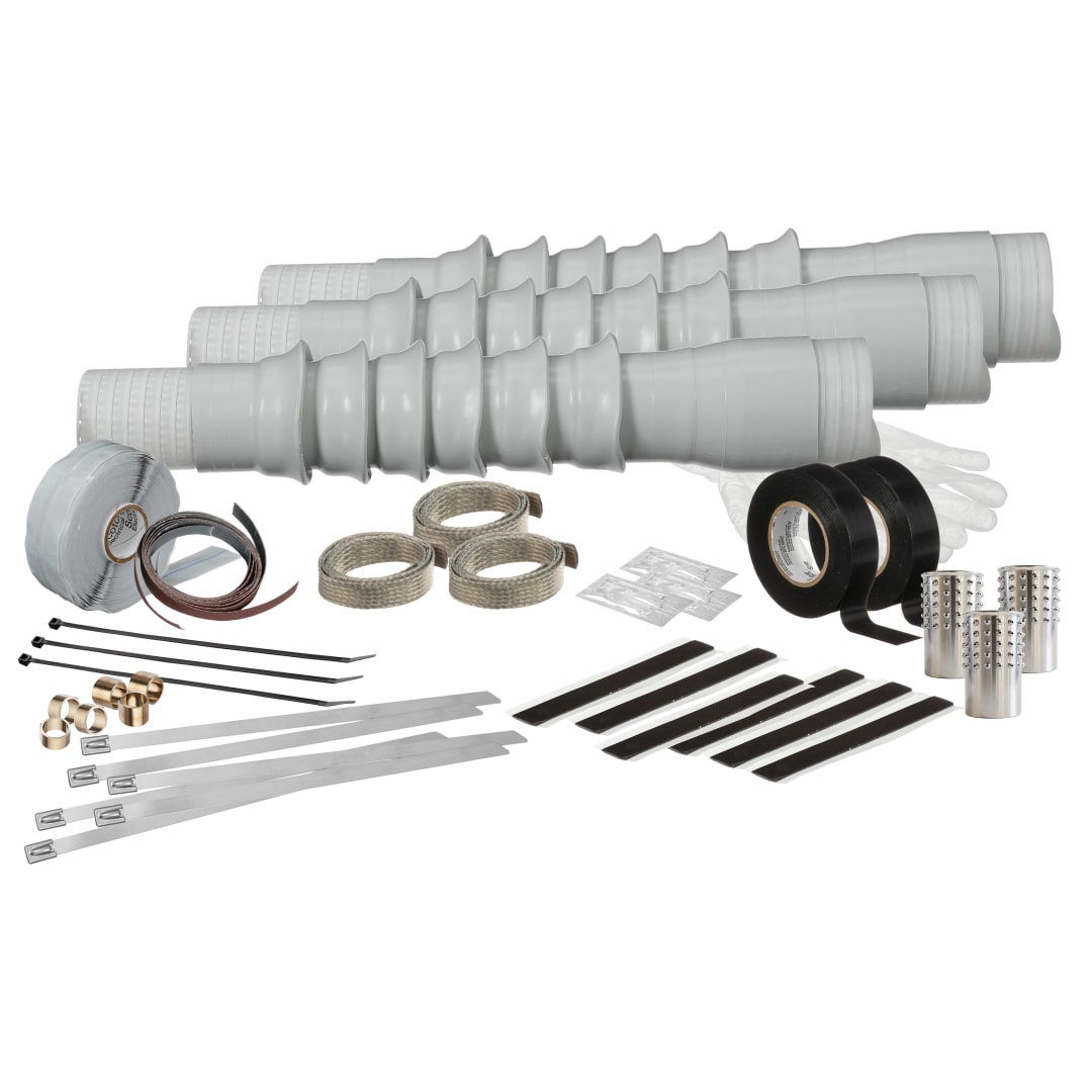 3M™ Kaltschrumpf-Endverschlüsse QT-II, QT-II-K6X-AF-1, für 1/C-Kabel mit Abschirmung aus Aluminiumfolie, 6 Schirme, 3/Satz