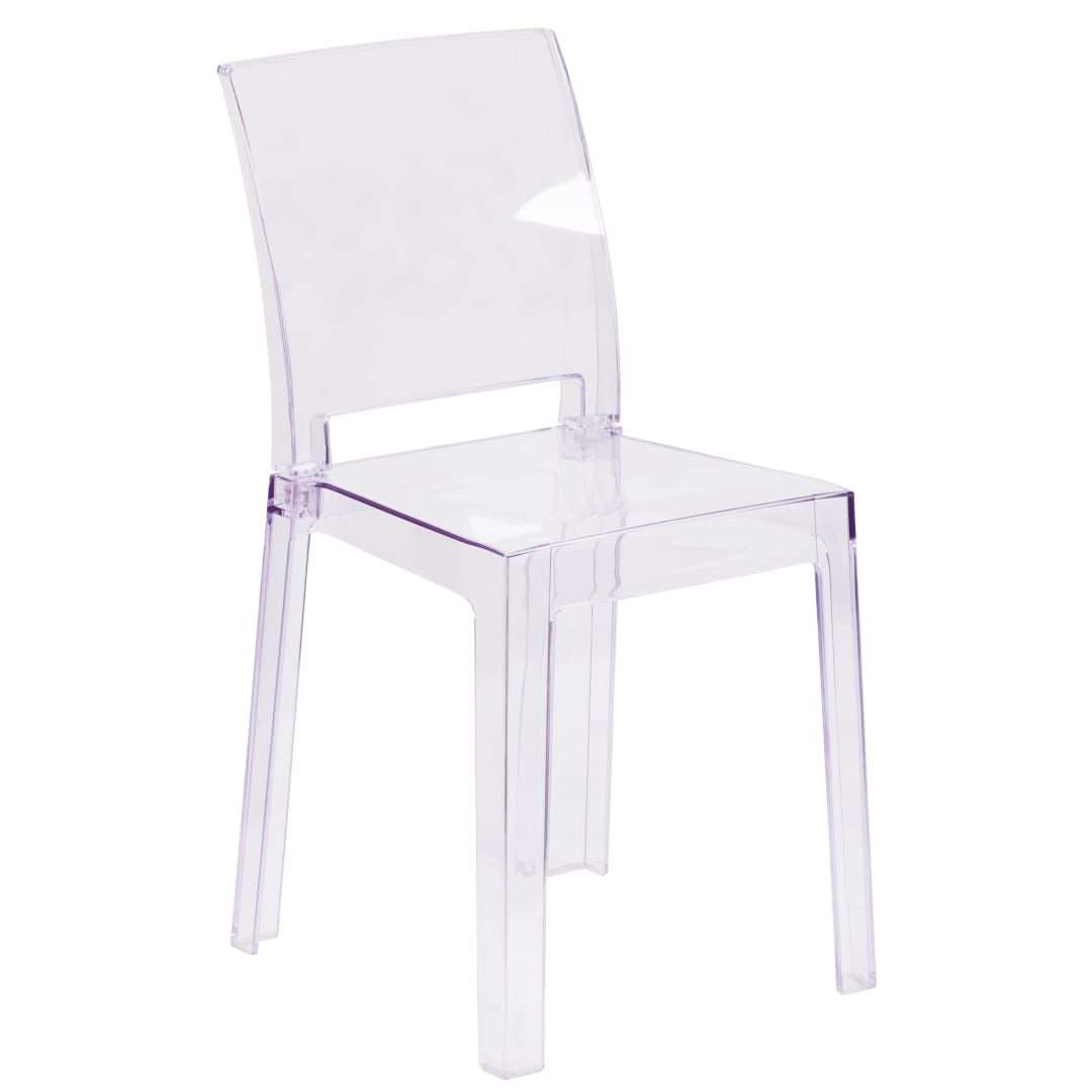 Emilie Ghost Chair with Square Back in Transparent Crystal