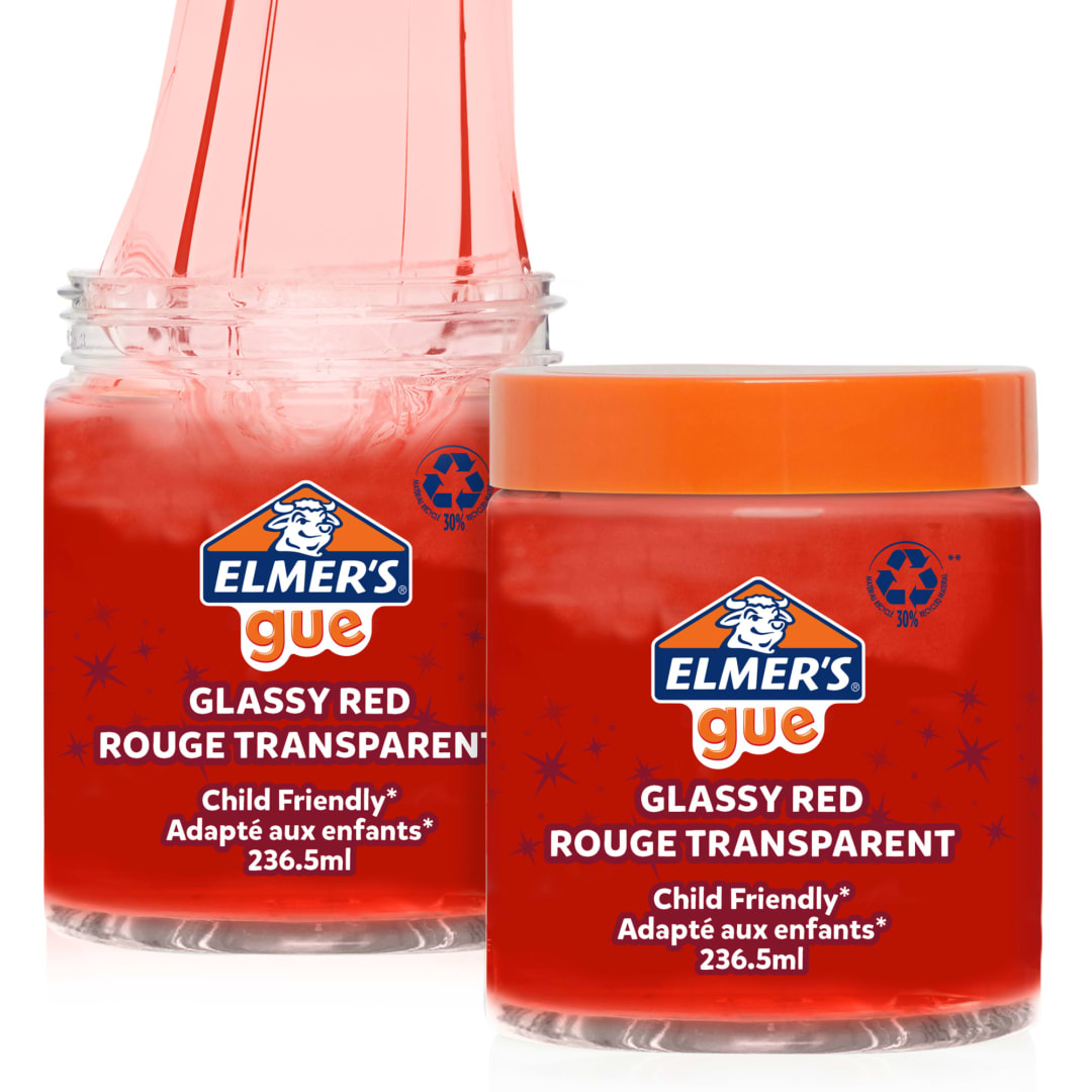 Elmer's Gue Pre Made Slime | Glassy Red Slime | Great for Mixing in Extra Ingredients | 236.5ml | 2 Count