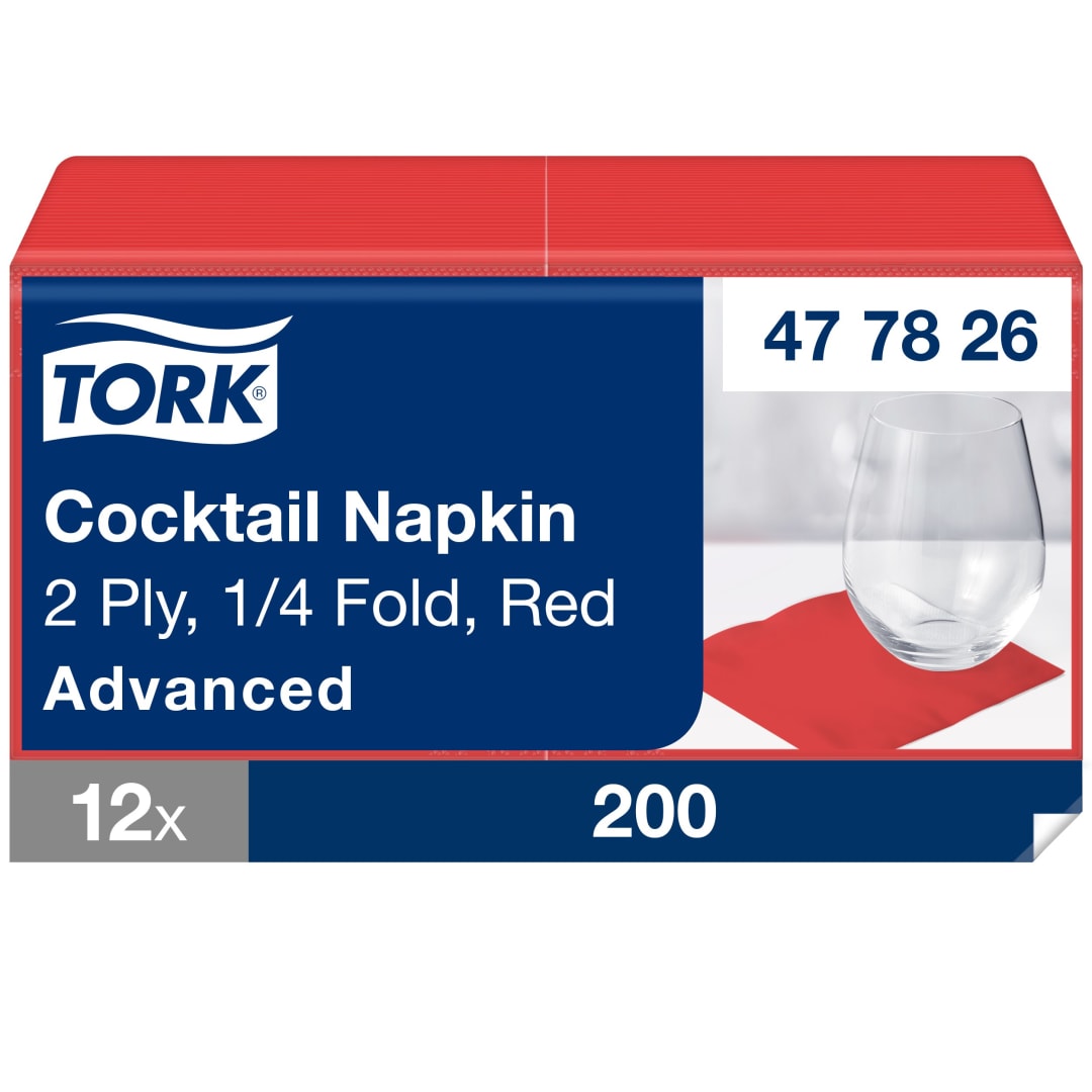 Tork Red Cocktail Napkin