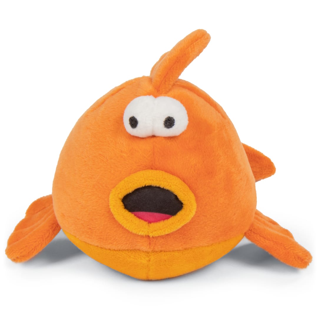 goDog Action Plush Goldfish Animated Squeaky Dog Toy With Chew Guard Technology, Orange, One Size