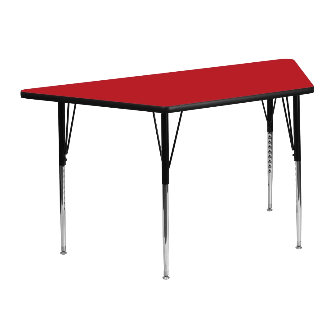 Wren 22.5''W x 45''L Trapezoid Red HP Laminate Activity Table - Standard Height Adjustable Legs