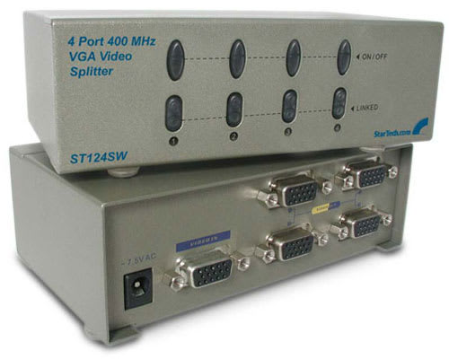 4 Port Selectable Output High Resolution 400 MHz VGA Video Splitter