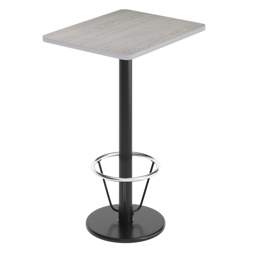 Stiles 24'' x 30'' Gray Rectangular Laminate Table Top with Black 18" Round Bar Height Table Base with Footring