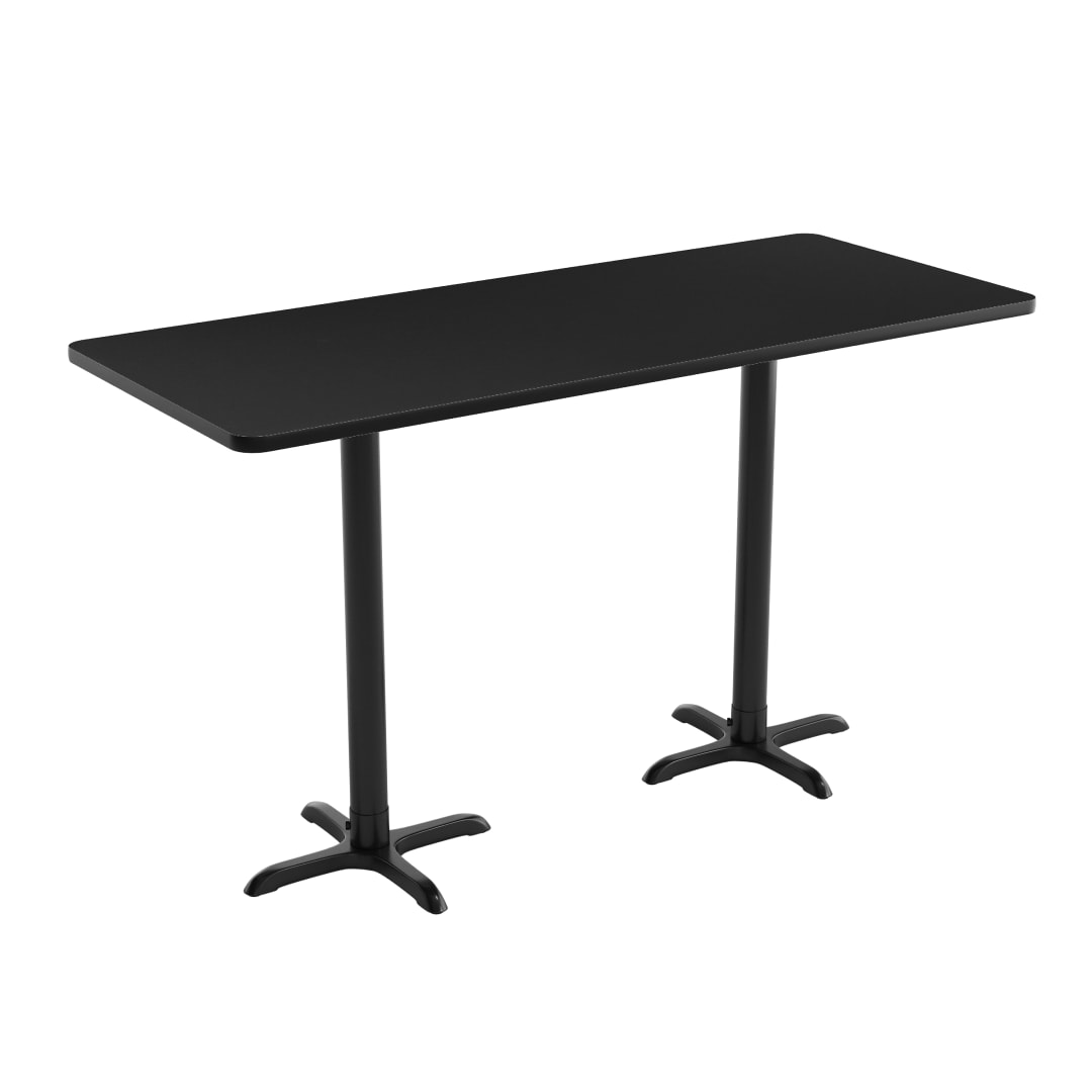 Stiles 30'' x 72'' Rectangular Black Laminate Table Top with Dual 22'' x 22'' Crisscross Bar Height Bases