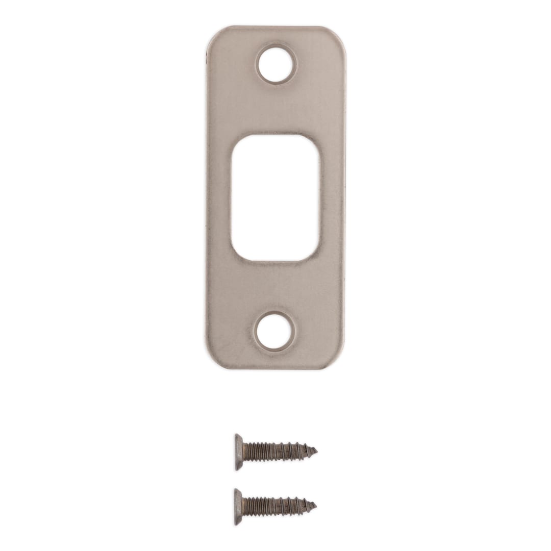Deadbolt Round Corner Strike 1-1/8" x 2-3/4" for Satin Nickel Finish