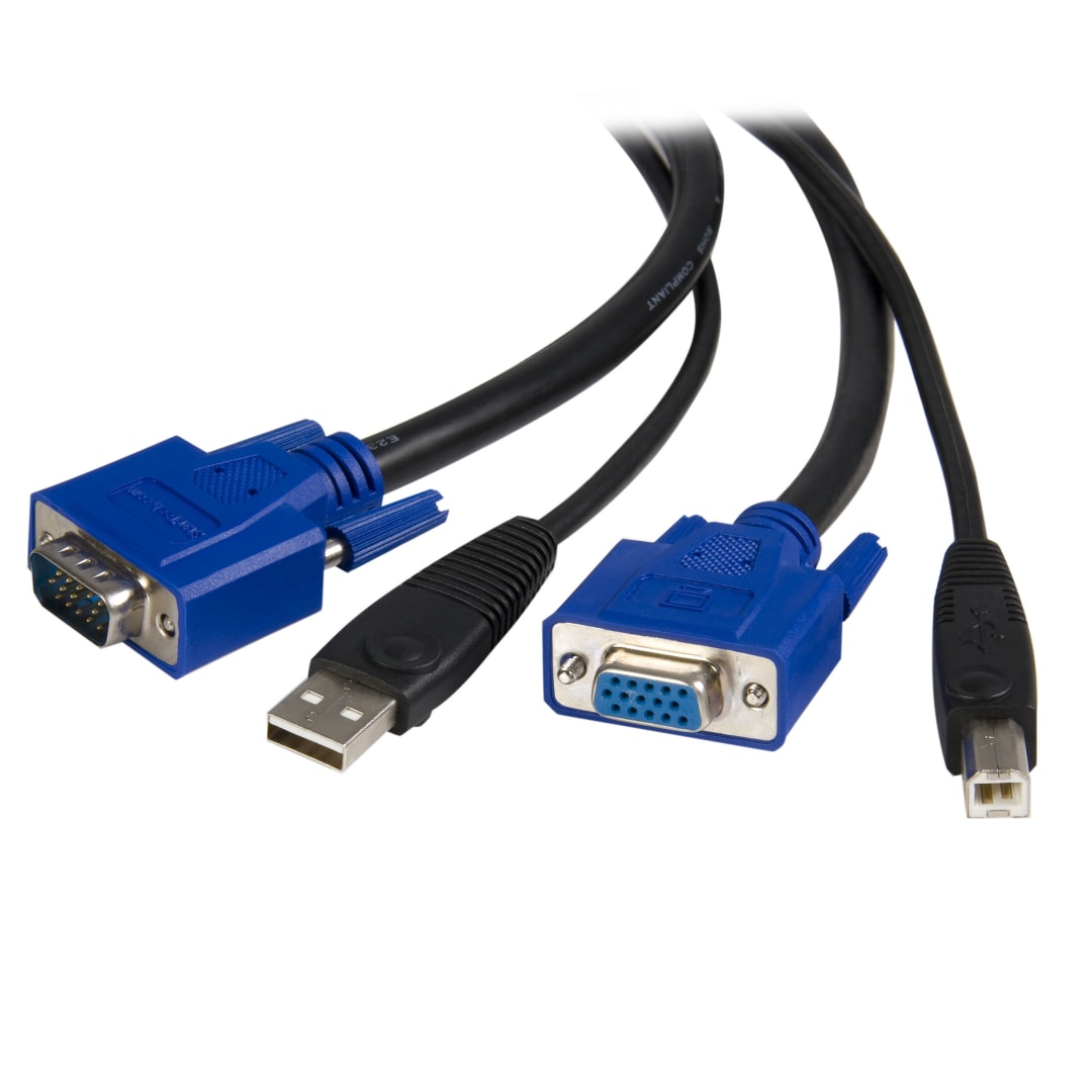 10 Ft USB VGA 2 in 1 KVM Switch Cable
