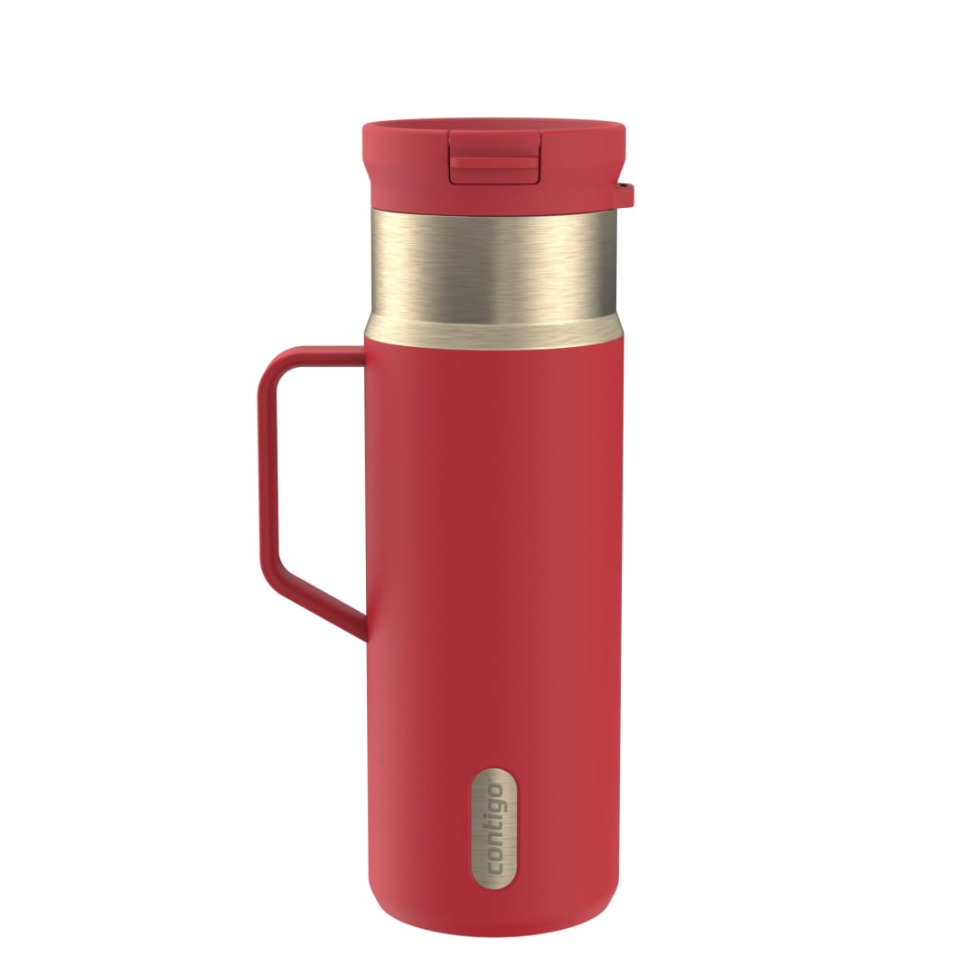 Contigo SnapSeal 20 oz Leakproof Stainless Steel Water Bottle with Side Handle, Vacuum-Insulated for Hot & Cold Drinks, Spill-Proof AutoClose Opening with Straw Compatibility, BPA-Free & Lead-Free, Dishwasher Safe