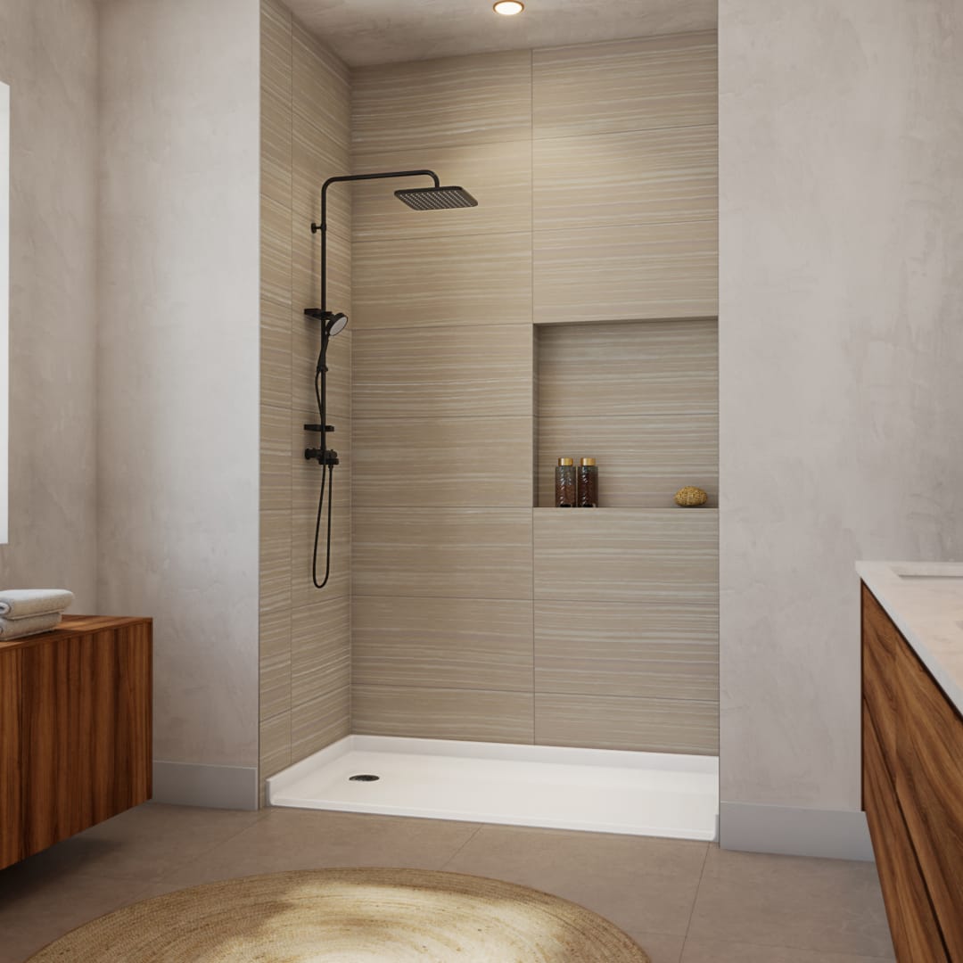 DreamLine Crest 60 x 30 Barrier Free Shower Base, Left Drain