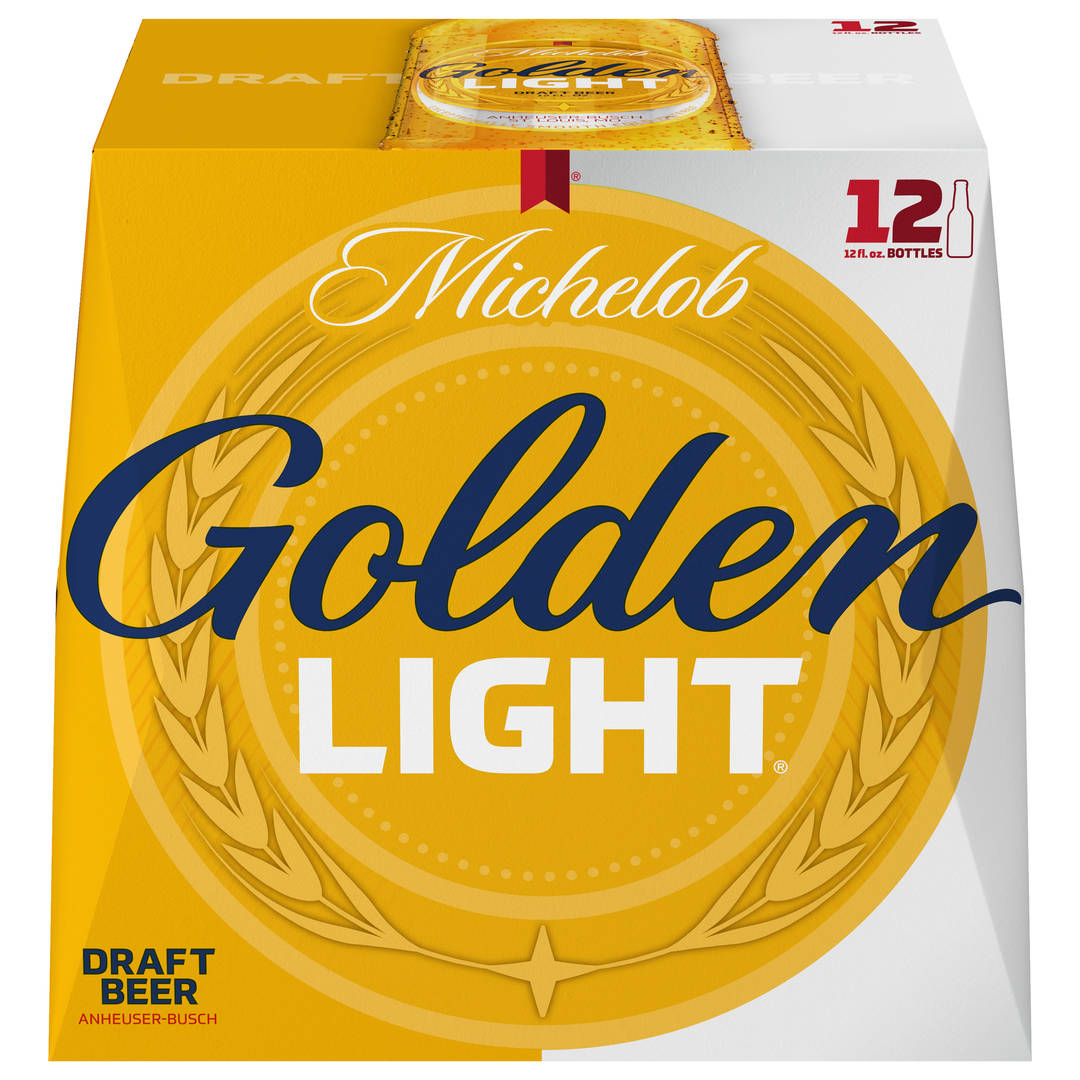 Michelob Golden Draft Light 12x12oz Glass Bottle Snug CARRIER - Aqueous Coating