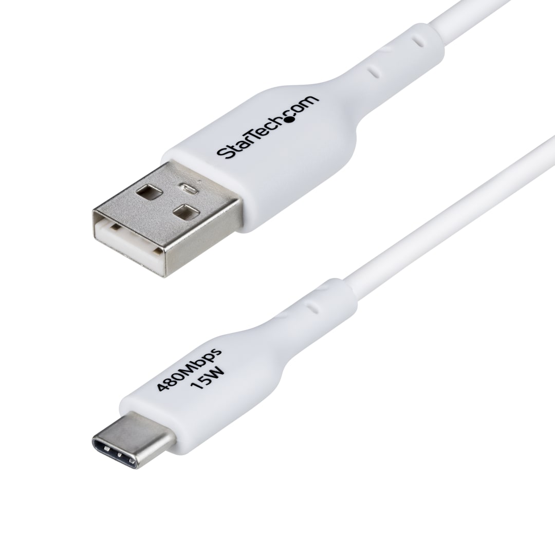 USB A to C Cable M M 1M USB 2 0 White 15W