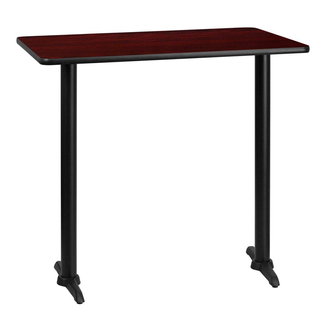 Stiles 30'' x 42'' Rectangular Mahogany Laminate Table Top with 5'' x 22'' Bar Height Table Bases