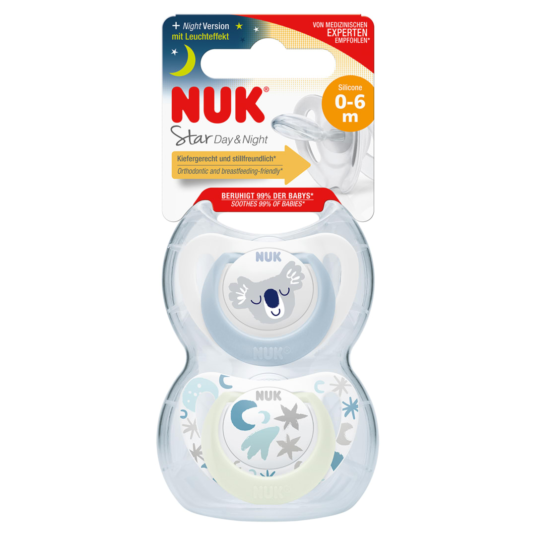 NUK STAR NIGHT SI SOOTHER SIZE 1 2/BOX