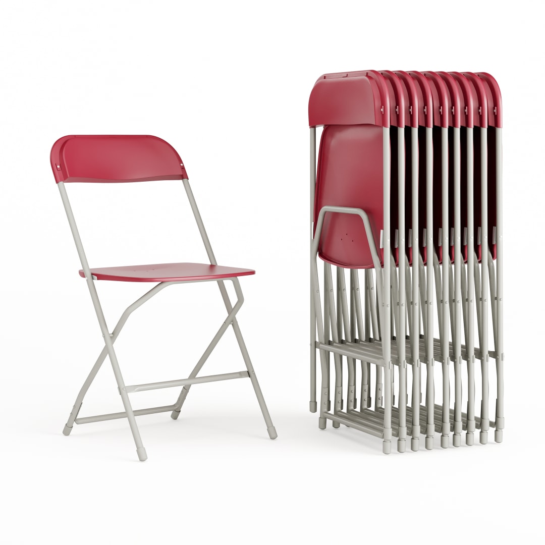 Hercules Series Plastic Folding Chair Red - 10 Pack 650LB Weight Capacity Comfortable Event Chair-Lightweight Folding Chair