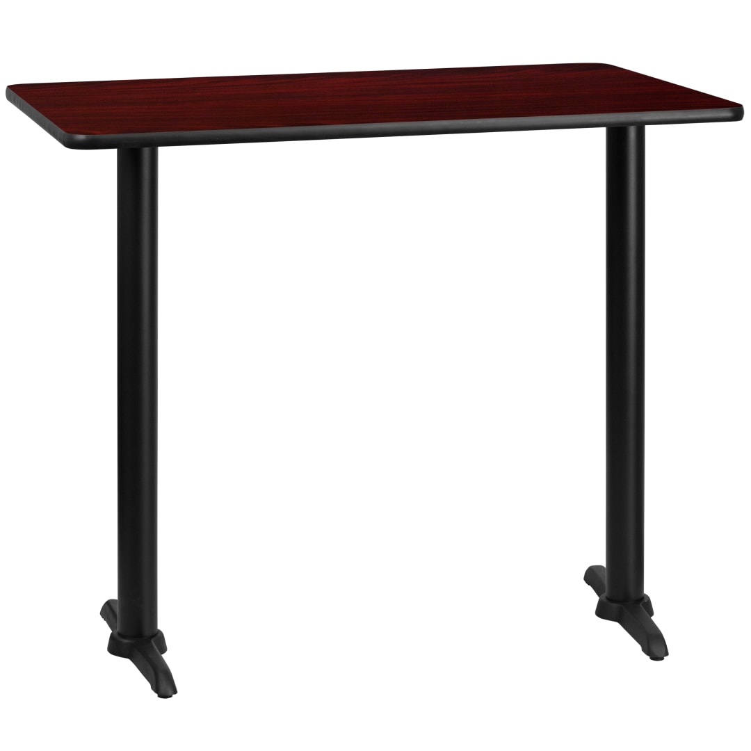 Stiles 30'' x 48'' Rectangular Mahogany Laminate Table Top with 5'' x 22'' Bar Height Table Bases