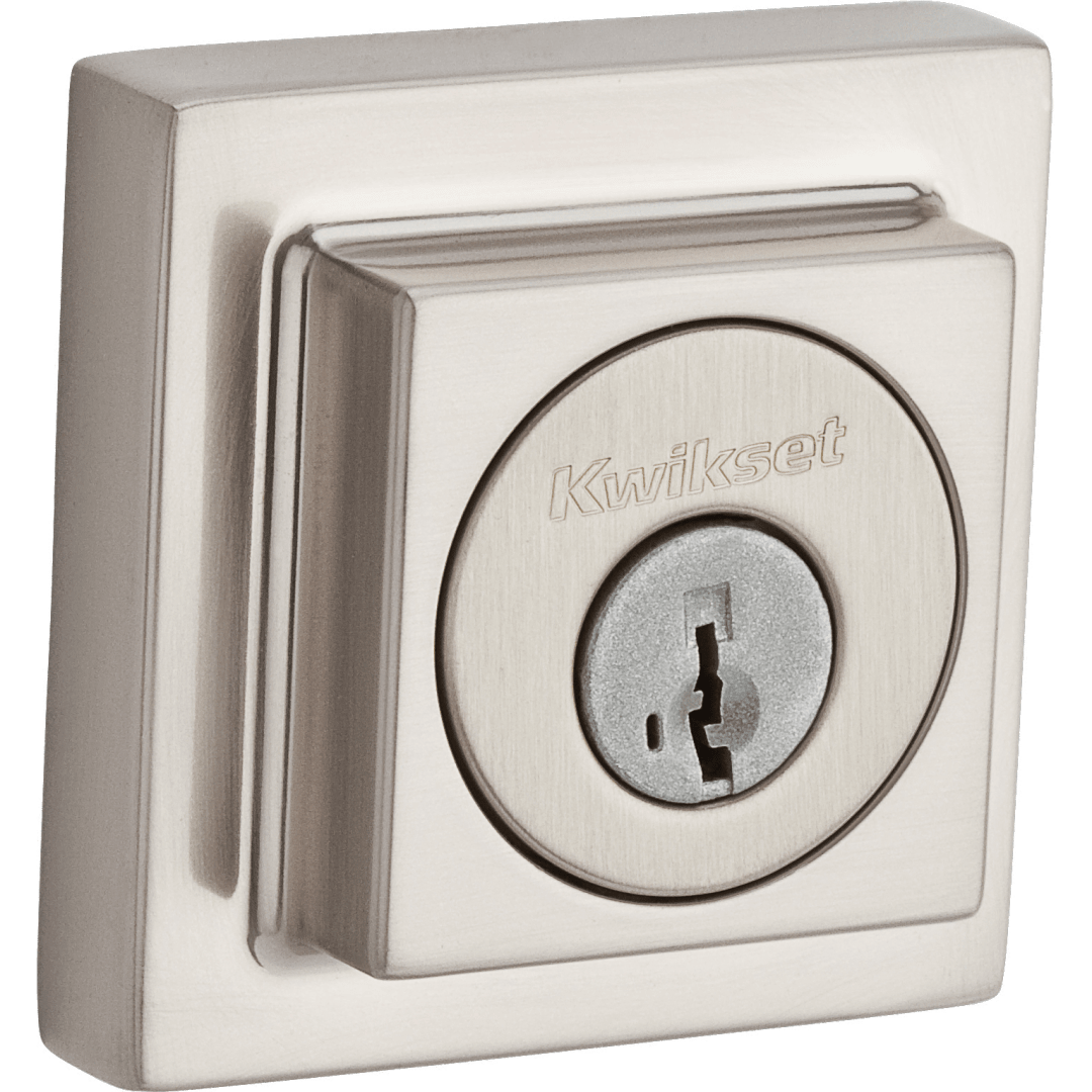 994 Contemporary Square Deadbolt, Keyed Both Sides, featuring SmartKey Security™ in Satin Nickel