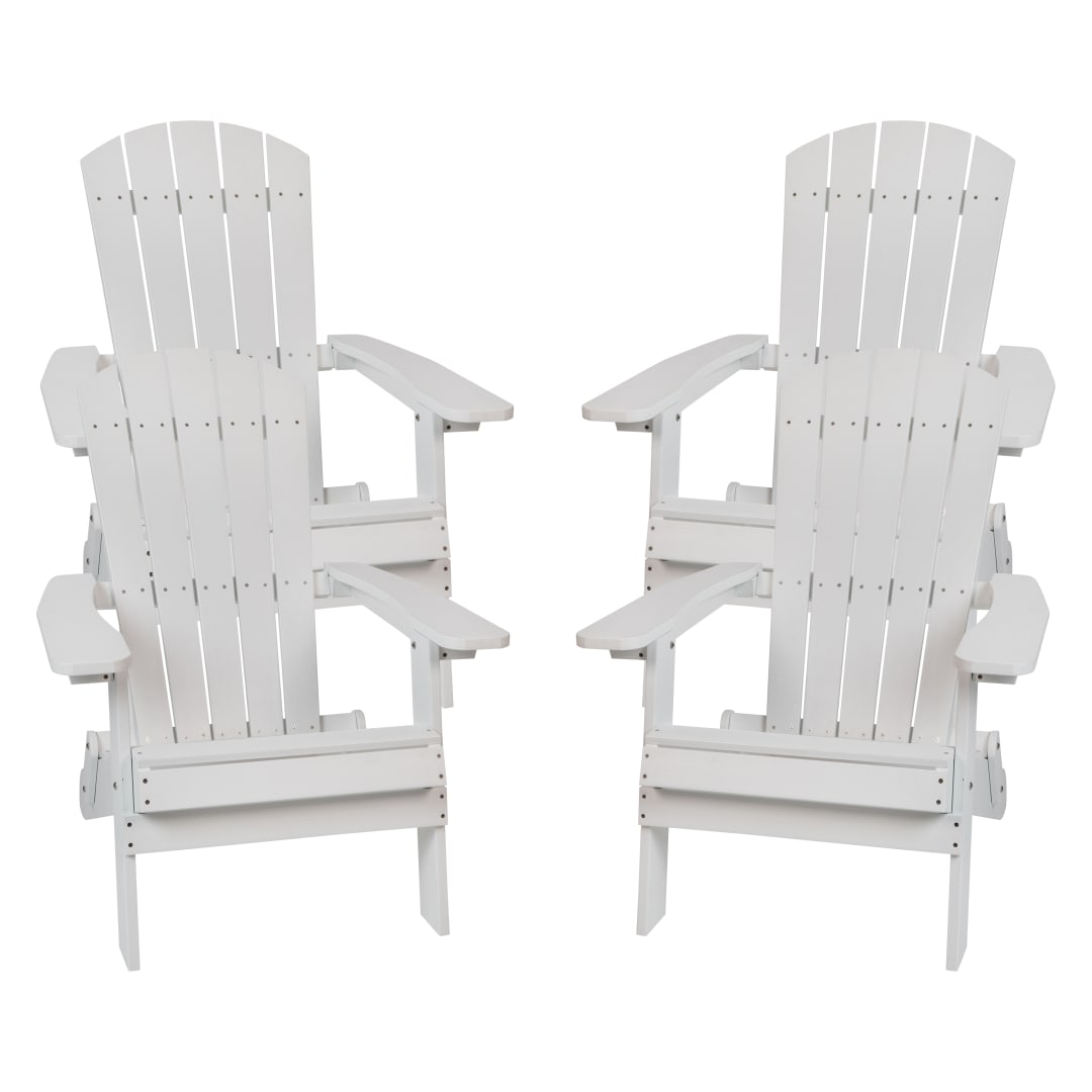 Set of 4 Charlestown All-Weather Poly Resin Folding Adirondack Chair in White