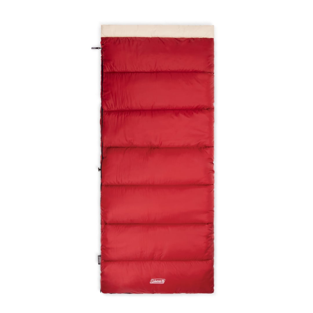 Coleman Flatlands 30/40/50F Sleeping Bag, Made from 100% Recycled Material, Big & Tall Options, Cool-Weather Sleeping Bag for Camping, Sleepovers, Guests & More