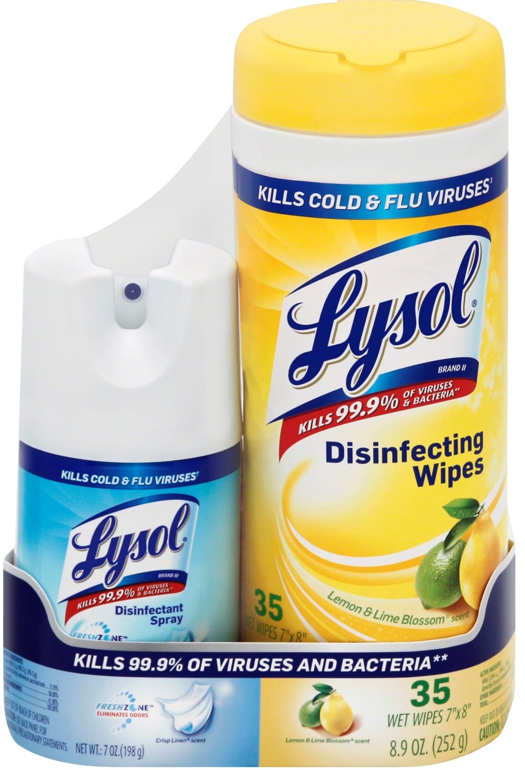 LYSOL® Disinfectant Spray - Crisp Linen® 7 oz. + Disinfecting Wipes - Lemon 35 ct. (Banded Pack) 6/1 ct.