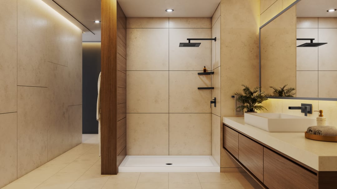 DreamLine SlimLine 30 inch D x 60 inch W x 2 3/4 inch H Single Threshold White Alcove Shower Base with 2 inch Matte Black Center Round Drain