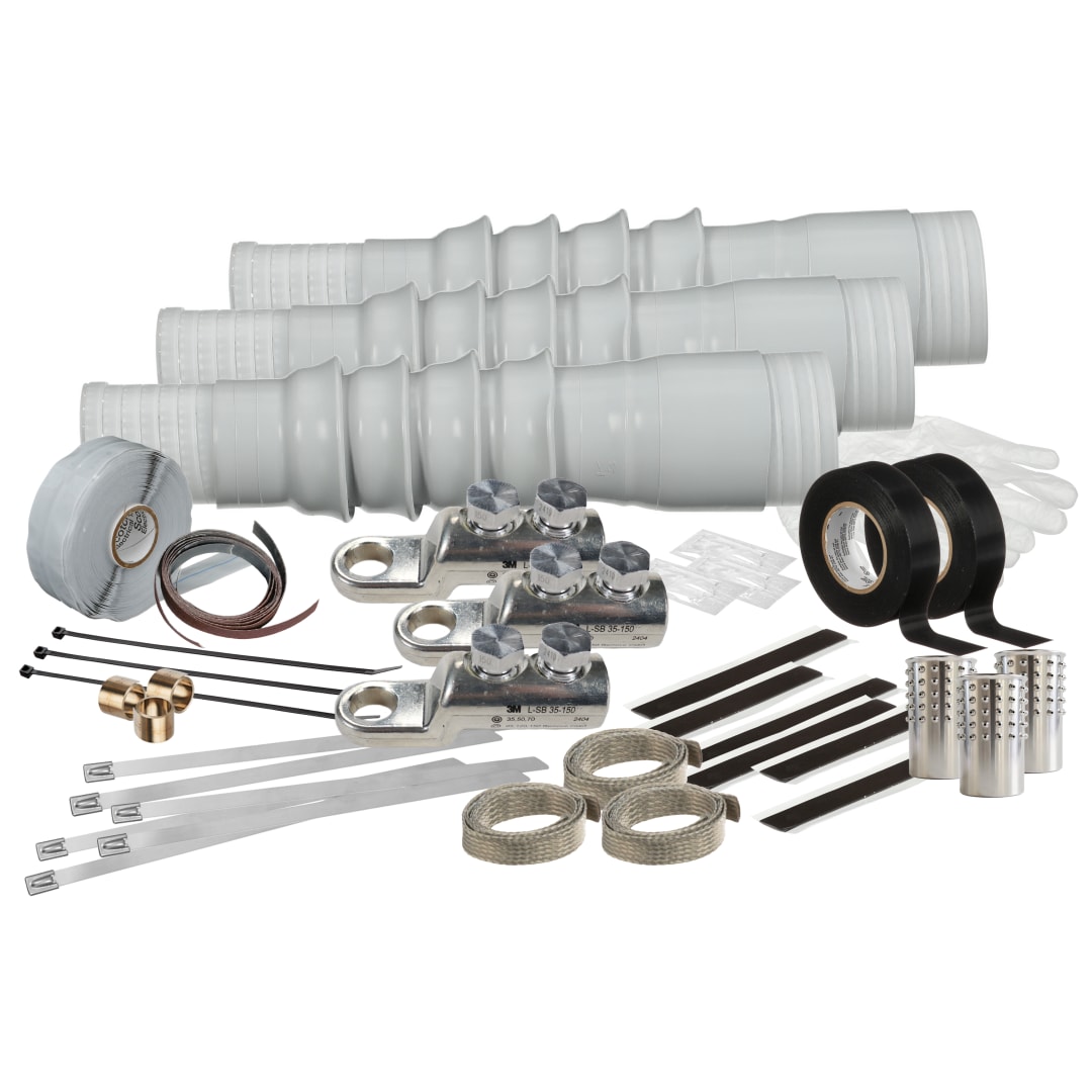 3M™ Kaltschrumpf-Endverschlüsse, QT-II-J4X-AF-1-LSB1A, für 1/C-Kabel mit Aluminiumfolie, 4 Schirme, 3/Satz, inkl. Ösen