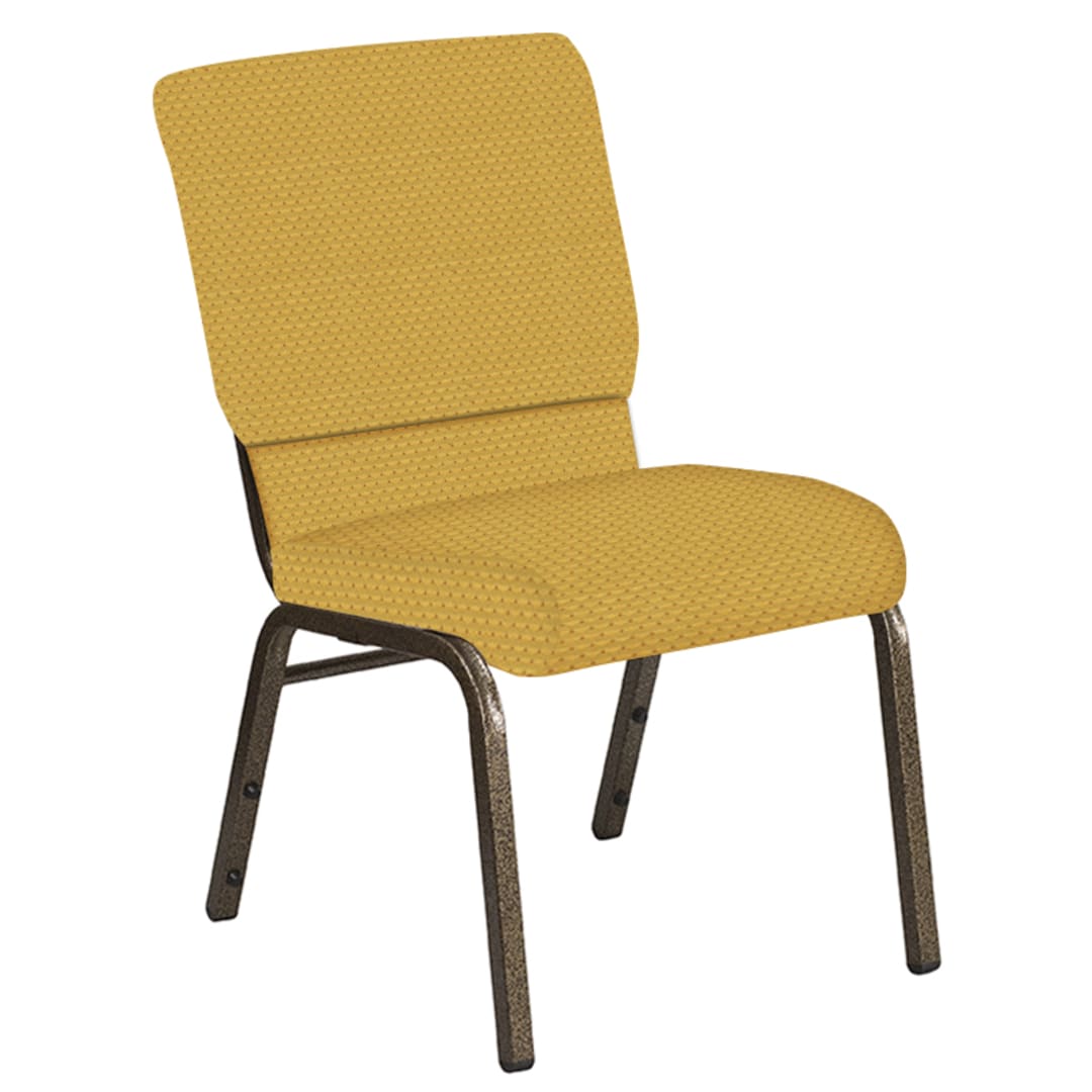 Embroidered 18.5''W Church Chair in Canterbury Sand Fabric - Gold Vein Frame