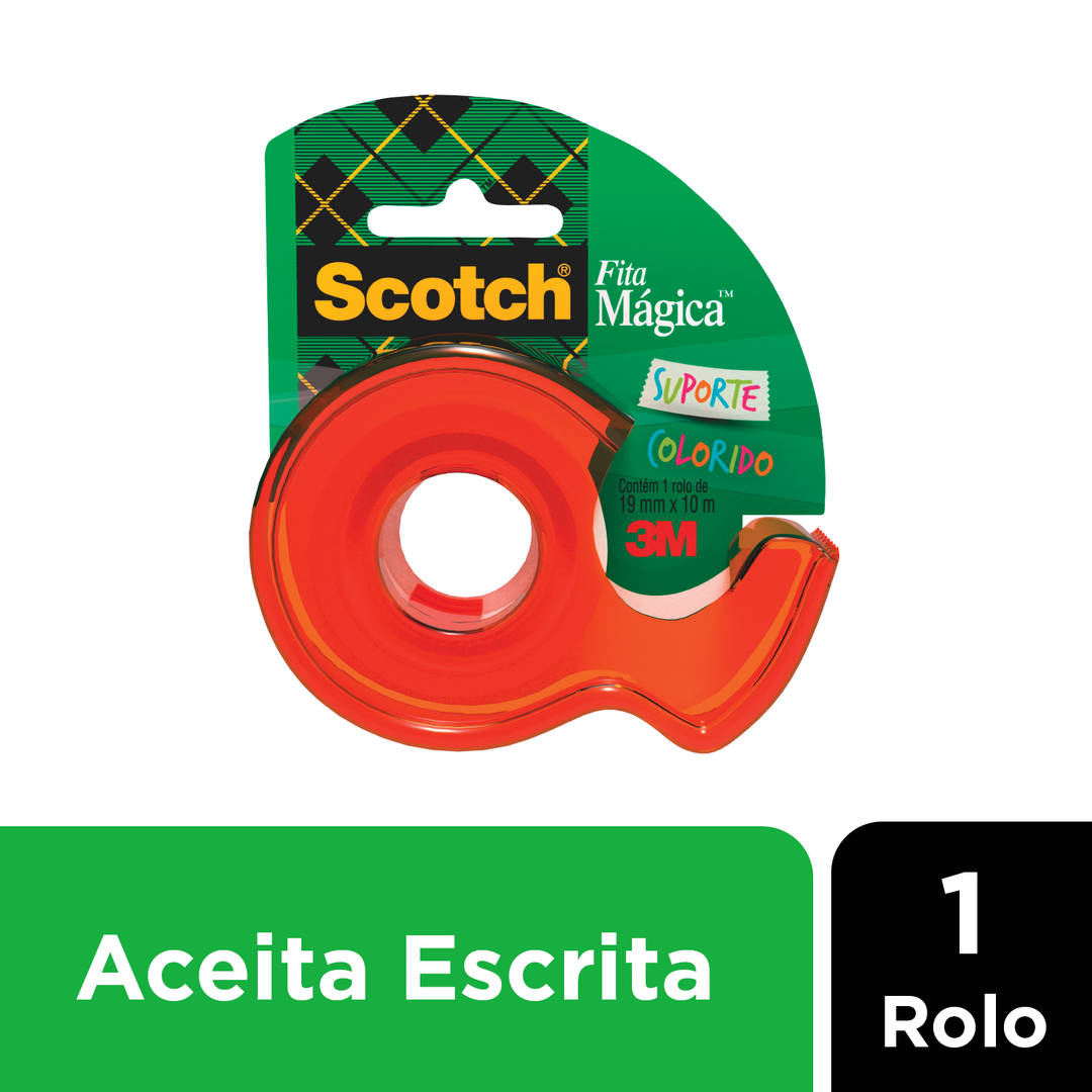 Fita Mágica Scotch® Suporte Colorido, Laranja, 19 mm x 10 m
