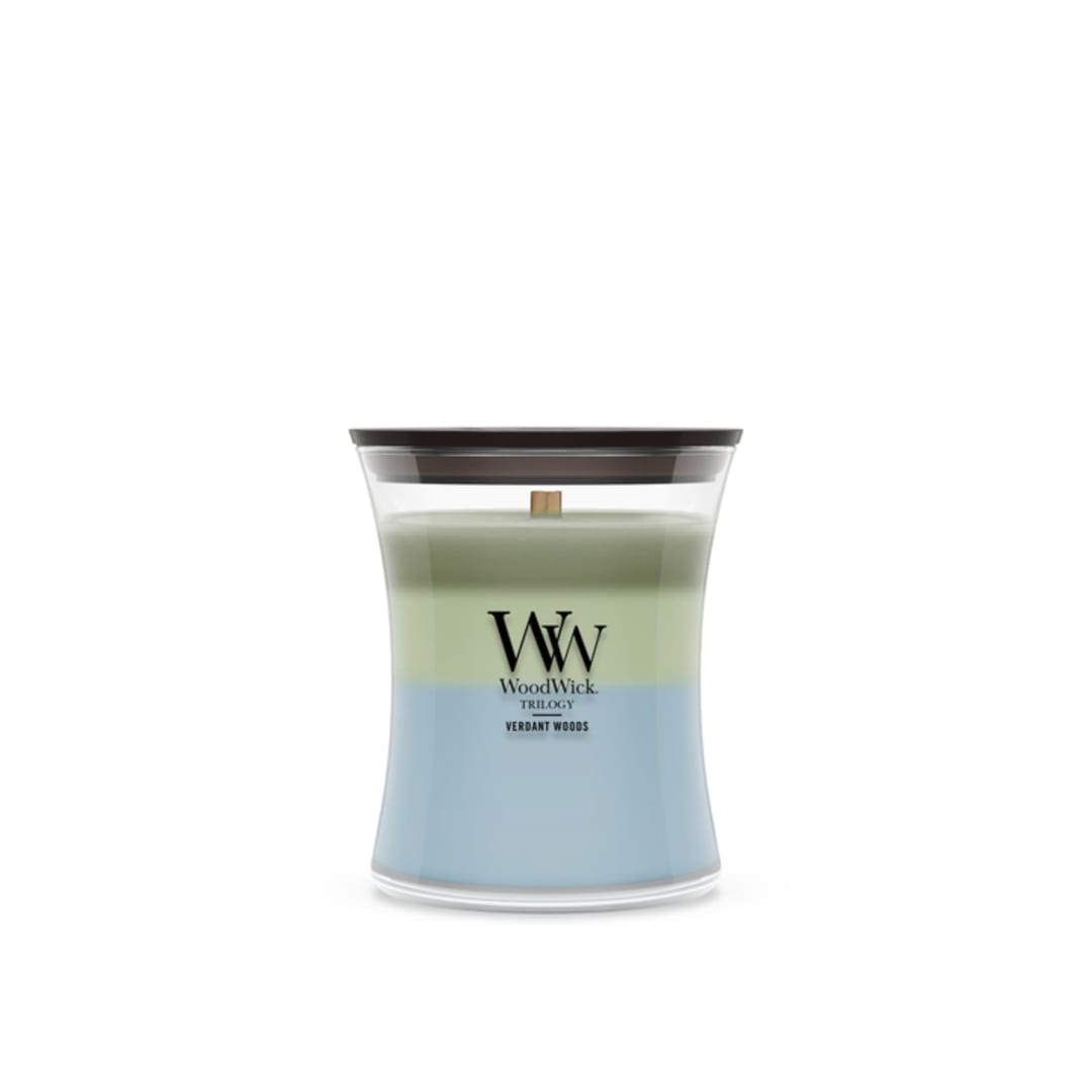 Woodwick Verdant Woods Medium Hourglass Trilogy Candle