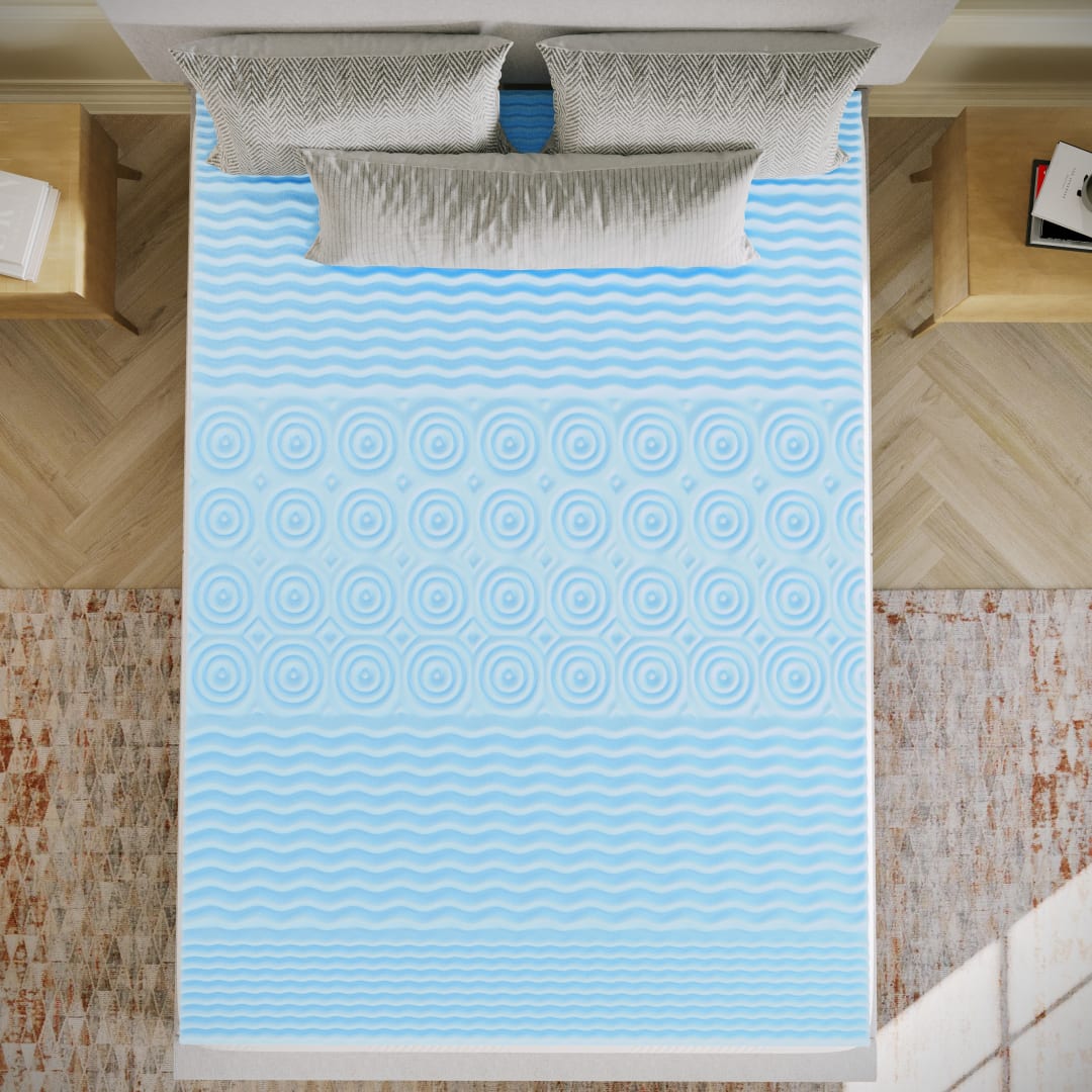Capri Comfortable Sleep 2 Inch Cooling Gel Infused 5-Zone Full Memory Foam Mattress Topper with CertiPUR-US Certified Foam