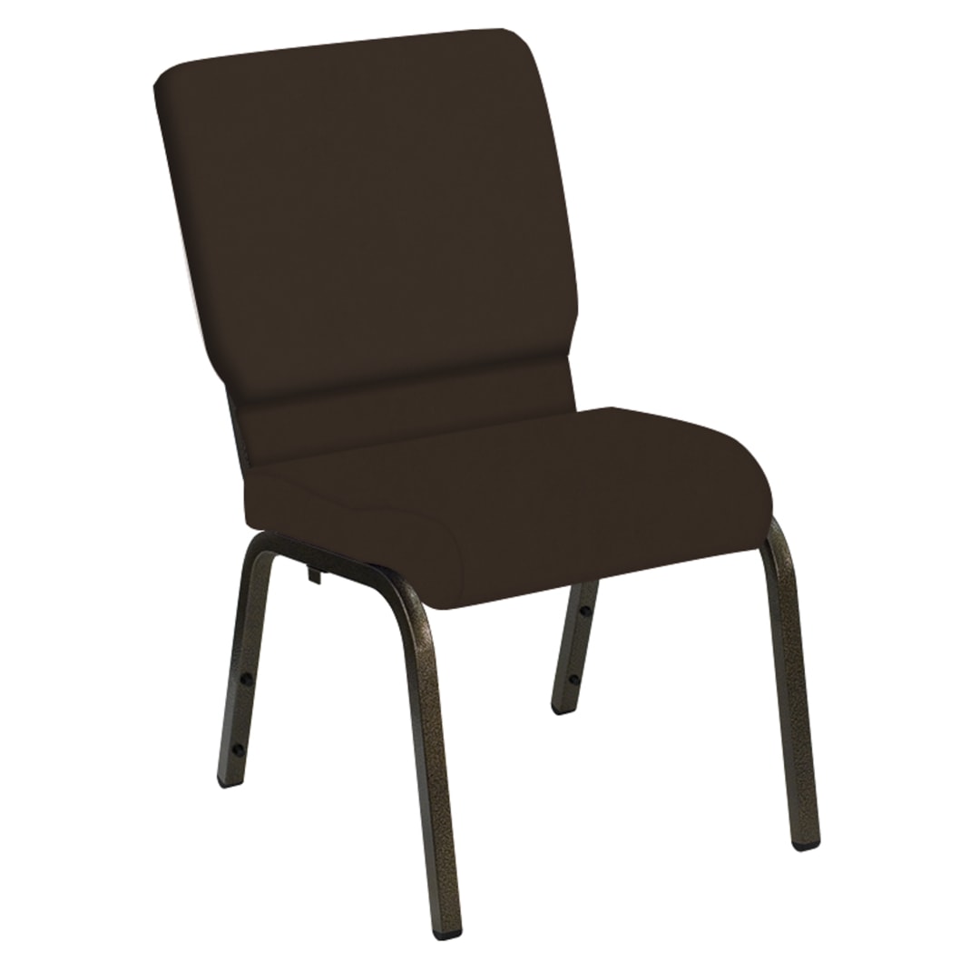 HERCULES Series 18.5''W Church Chair in E-Z Wallaby Espresso Vinyl - Gold Vein Frame
