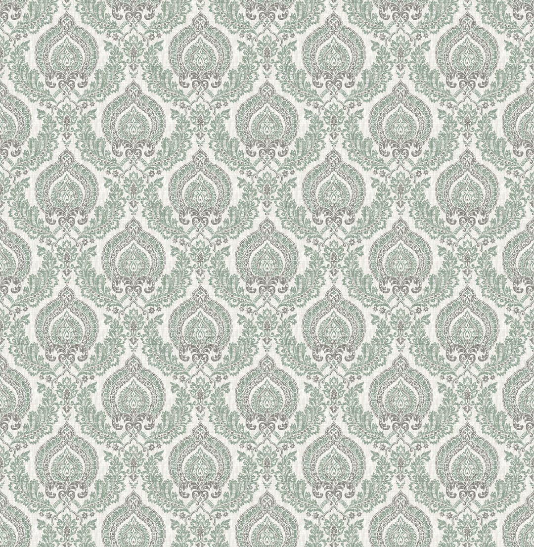 Lulu Dark Green Damask Wallpaper