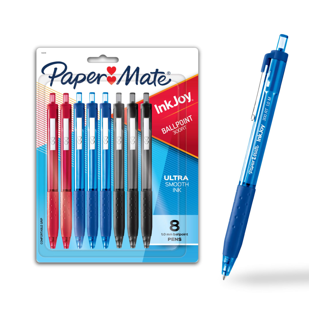 Paper Mate® InkJoy® 300RT Retractable Ballpoint Pens, Medium Point, Assorted, 8 Pack