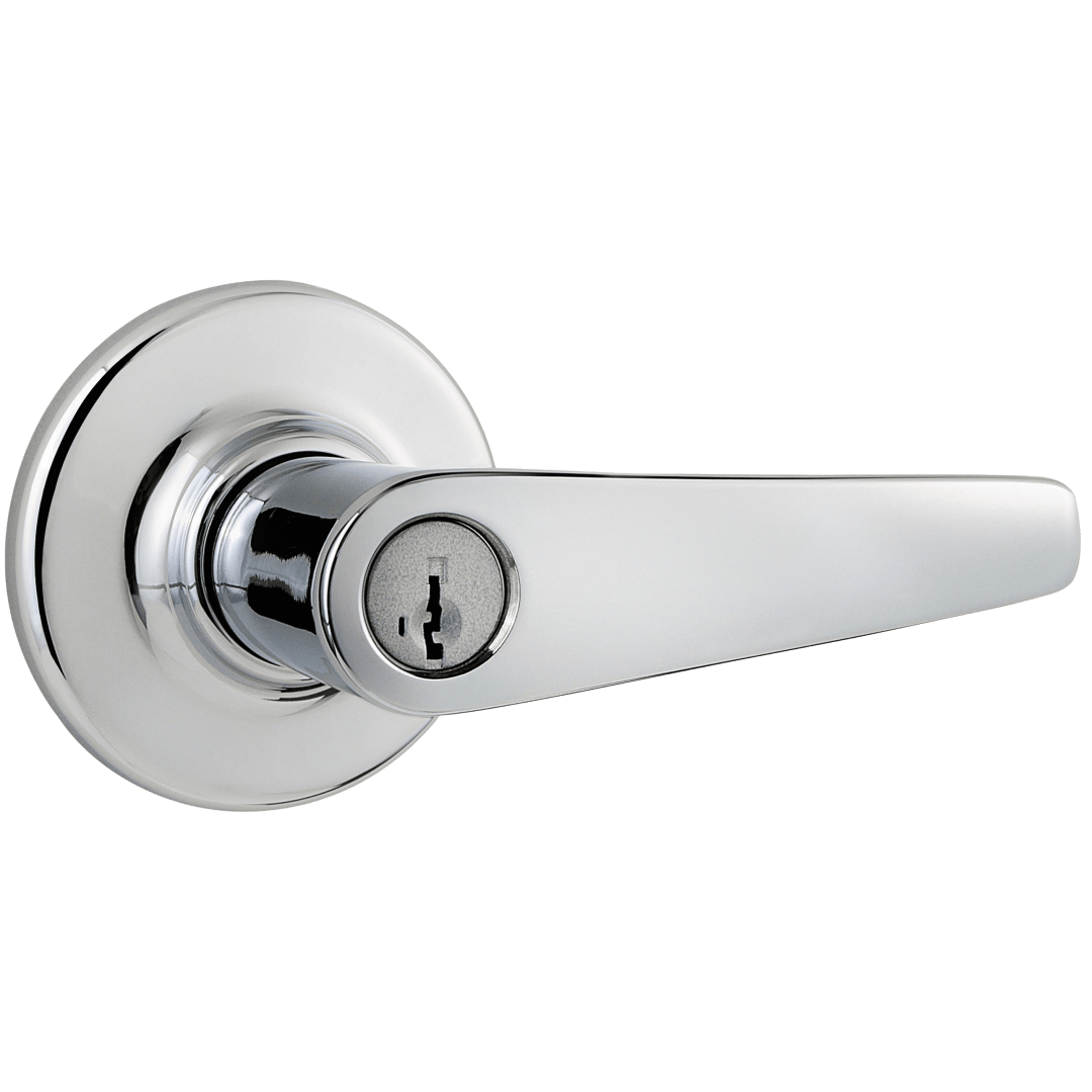 Delta Round Keyed Entry Lever in Polished Chrome featuring SmartKey Security