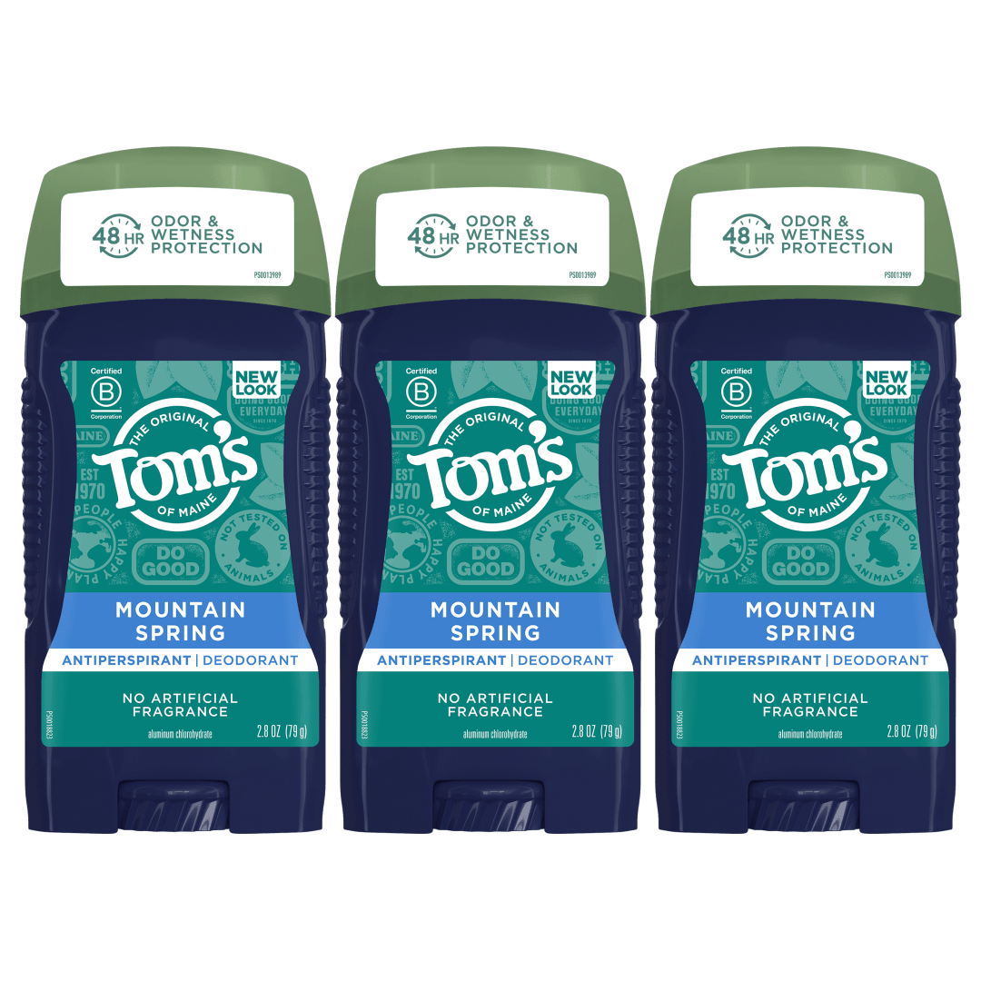 Tom's of Maine Antiperspirant Deodorant for Men, Mountain Spring, 2.8 oz. 3-Pack