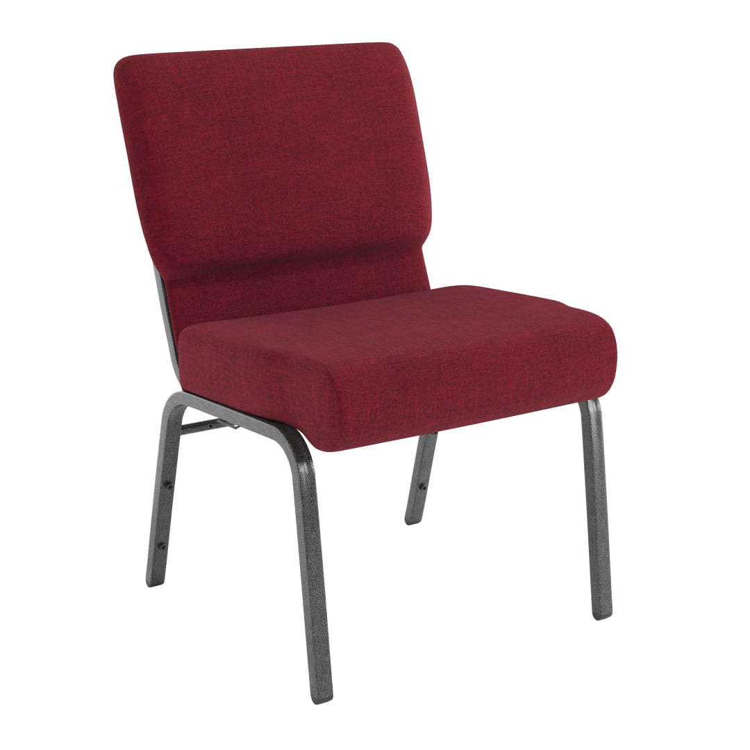4 Pack HERCULES Series 21''W Stacking Church Chair in Crimson Fabric - Silver Vein Frame