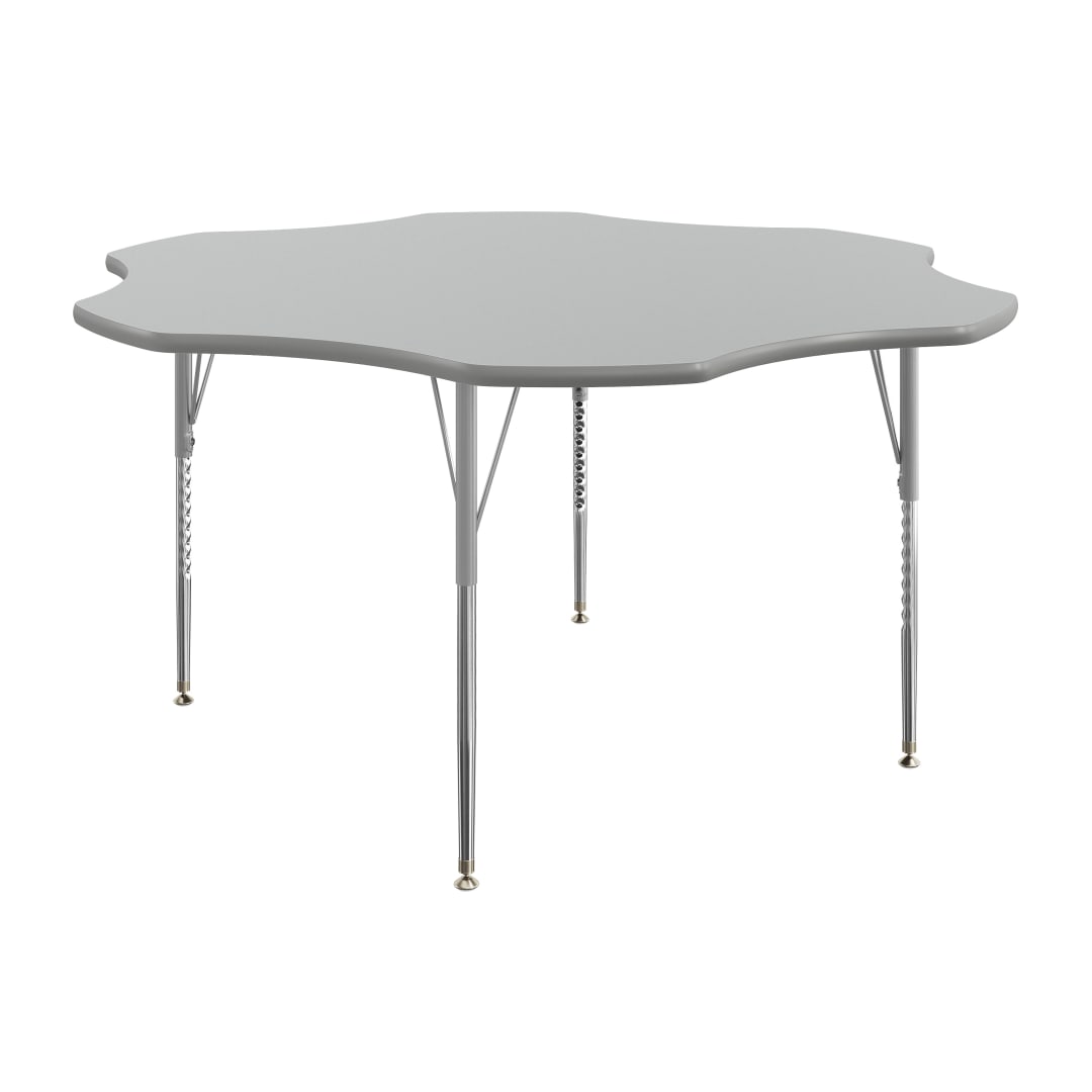 Wren 60" Flower Adjustable Height Activity Table, Thermal Laminate Top, Standard Legs, Gray
