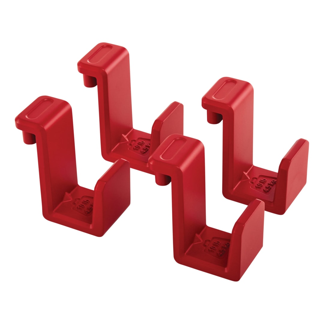 Accessory Hooks for Heavy Duty Adaptable Utility Cart, Pack of 4, Red